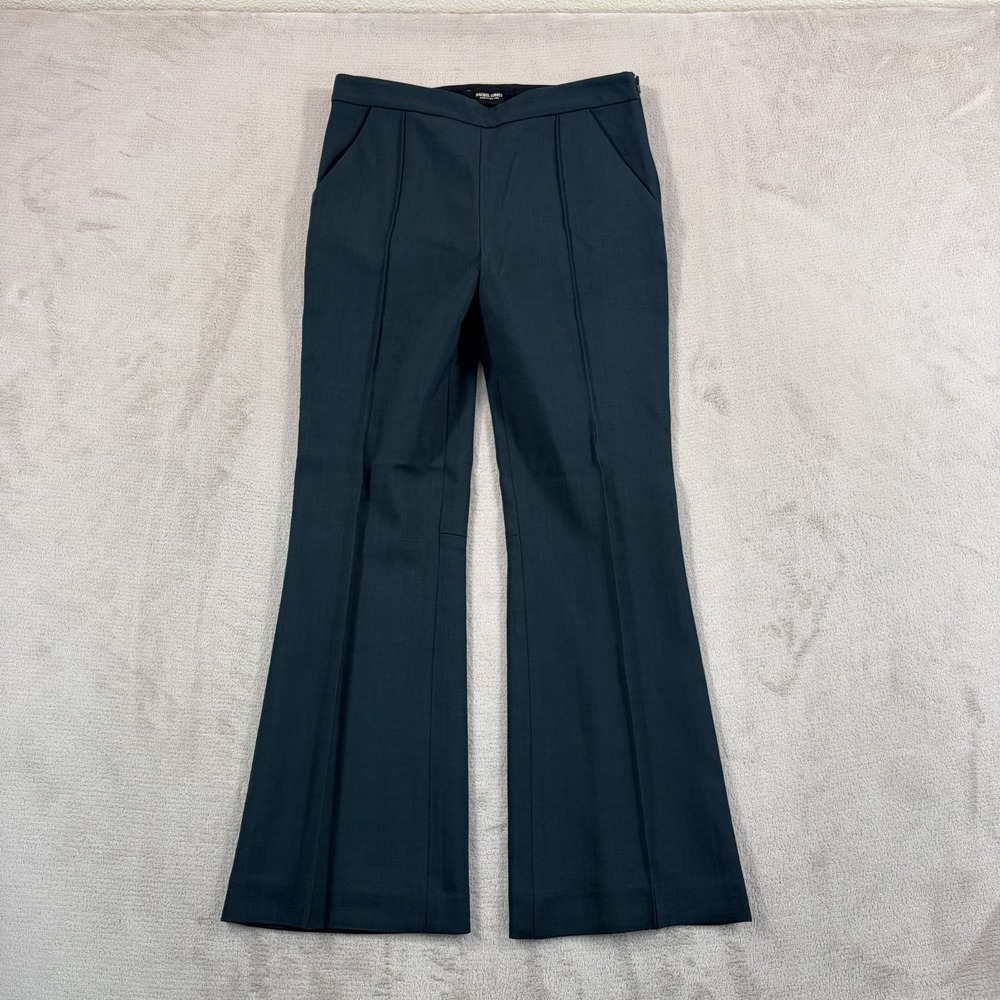 Rachel Comey‎ Flared Trouser Pants in Green Stretch Wool Women 2 USA Made $625